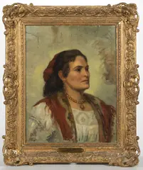 PORTRAIT OF A WOMAN by Augusto Bompiani, oil on canvas, sold Oct 2022