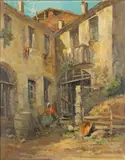 GENRE SCENE PAINTING by Ercole Magrotti, oil on canvas, sold Oct 2022