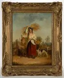 ATTRIBUTED, GENRE SCENE by Jacob Thompson, oil on canvas, sold Oct 2022