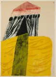 ARAB TENT by Carol Summers, color woodcut, sold Oct 2022