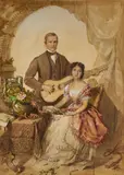 Untitled (Man playing guitar) by Elizabeth Heaphy Murray, watercolor, sold Feb 2021