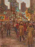 Christmas Lights by Wendell Hall, oil on canvas (unstretched), sold Feb 2021