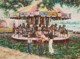 Carousel Ride by Wendell Hall, oil on canvas (unstretched), sold Feb 2021