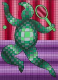 Tennis by Victor Vasarely, 1977, serigraph, sold Mar 2021