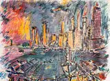 New York Scene by Wayne Ensrud, 1981, lithograph, sold Mar 2021
