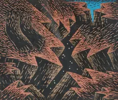 Chasm by Louisa Chase, 1983, woodcut on paper, sold Mar 2021