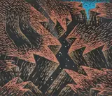 Chasm by Louisa Chase, 1983, woodcut on paper, sold Mar 2021