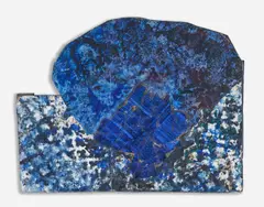 Shattered Blues by Olivia Koopalethes, encaustic and collage on museum board, sold Apr 2021