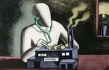Kostabi Factory by Mark Kostabi, 1985, lithograph, sold Apr 2021