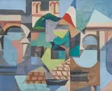 Paris by Leonard Alberts, watercolor and charcoal on paper, sold Apr 2021