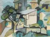 Study for Cliousclat by Leonard Alberts, watercolor and charcoal on paper, sold Apr 2021