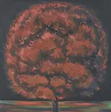 Nocturnal, Red Tree by Lowell Nesbitt, 1981, oil on canvas, sold Apr 2021