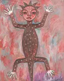 Lizard Figure by Ephrem Kouakou, acrylic on canvas, sold Apr 2021