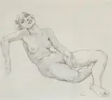 Nude by Norman Lindsay, pencil on paper, sold Nov 2013