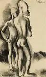 Yoruba Children by Donald Friend, 1939, ink and wash on paper, sold Oct 2013