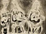 Guitar Players by Donald Friend, 1941, ink and wash on paper, sold Oct 2013