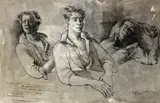 Attilio by Donald Friend, 1950, ink, wash and pastel on paper, sold Oct 2013