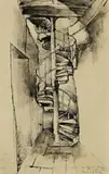 The Studio Stairs, Firenze by Donald Friend, 1949, ink and wash on paper, sold Oct 2013