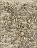 Men Fishing Sanur Beach by I Made Djata, ink, wash and gouache on paper, sold Oct 2013