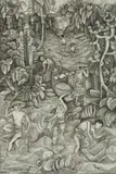 Village Fishing Scene by I Made Budi, ink and wash on paper, sold Oct 2013