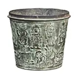 Bali by Holy Water Vessel, bronze with green patina, depicting zodiac symbols, sold Oct 2013