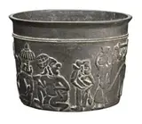 Bali by Holy Water Vessel, bronze, depicting wayang figures, sold Oct 2013