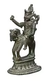 Bali by Horse And Rider, bronze, crowned male figure riding a horse with right arm outstretched, possibly wielding a weapon, offered Oct 2013