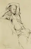 Omu, London by Donald Friend, 1953, pen and ink on paper, sold Oct 2013