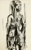 Pillar From Ogoga’Spalace Ikerre by Donald Friend, 1939, ink and wash on paper, sold Oct 2013