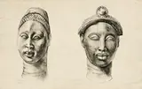 Head Studies From Sculpture, Nigeria by Donald Friend, c.1939, ink on paper, sold Oct 2013