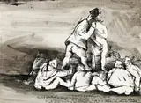 Happy Extroverts #4 by Donald Friend, ink and wash on paper, sold Oct 2013