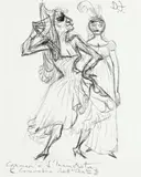Carmen And L’Inamorata by Donald Friend, ink on paper, sold Oct 2013