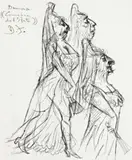 Duenna Comedy by Donald Friend, ink on paper, sold Oct 2013