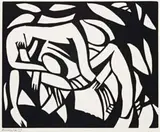 Wrestlers by Henri Gaudier-Brzeska, c.1914, linocut, sold Aug 2013