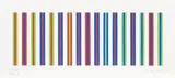 Bright Green, Blue And Red, Surrounding One Another, Study 7 by Bridget Riley, 1973, gouache on paper, sold Aug 2013