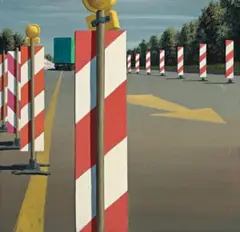 Study For Autobahn In The Black Forest I by Jeffrey Smart, 1979, oil and synthetic polymer paint on canvas on board, sold Aug 2013
