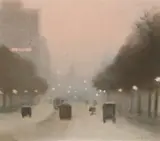 Evening, St Kilda Road by Clarice Beckett, c.1930, oil on board, sold Aug 2013