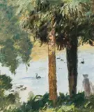 Two Palm Trees (Melbourne Botanic Gardens) by Rupert Bunny, c.1932-33, oil on card, offered Aug 2013