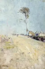 A ROAD TO THE KURRAJONG, c.1896 (also known as SUMMER HEAT) by Arthur Streeton, oil on wood panel, sold Aug 2013