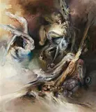 Landscape With Self-Portrait In Parenthesis by James Gleeson, 1994, oil on Belgian linen, offered Aug 2013