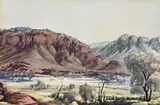 Central Australian Landscape by Albert Namatjira, watercolour on paper, offered Aug 2013