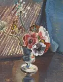 Still Life, Agapanthus And Ranunculus by Roy De Maistre, c.1925-29, oil on plywood panel, sold Aug 2013