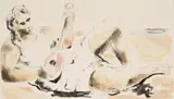 Reclining Figure With Mandolin by Russell Drysdale, c.1940, watercolour, pen and ink on paper, sold Aug 2013