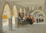 A Colonnade In Italy by E. Phillips Fox, oil on wood panel, sold Aug 2013