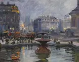 Trafalgar Square, London by Dora Meeson, oil on canvas, offered Aug 2013