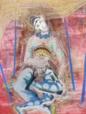 Seated Figure (Three Legged Clown) by Loudon Sainthill, gouache on paper, sold Aug 2013