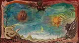 Le Coq D’Or (Prologue Curtain) by Loudon Sainthill, 1954, gouache and chalk on gauze, sold Aug 2013