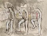 Preparatory Sketch For The Apocalypse Of St John The Divine by Donald Friend, 1948, ink, wash and gouache on paper, sold Aug 2013