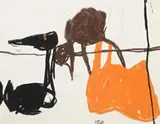 Reflected Beasts by Michael Johnson, 1963, pastel on paper, sold Aug 2013