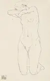 Nude Kneeling by Rupert Bunny, ink on paper, sold Aug 2013